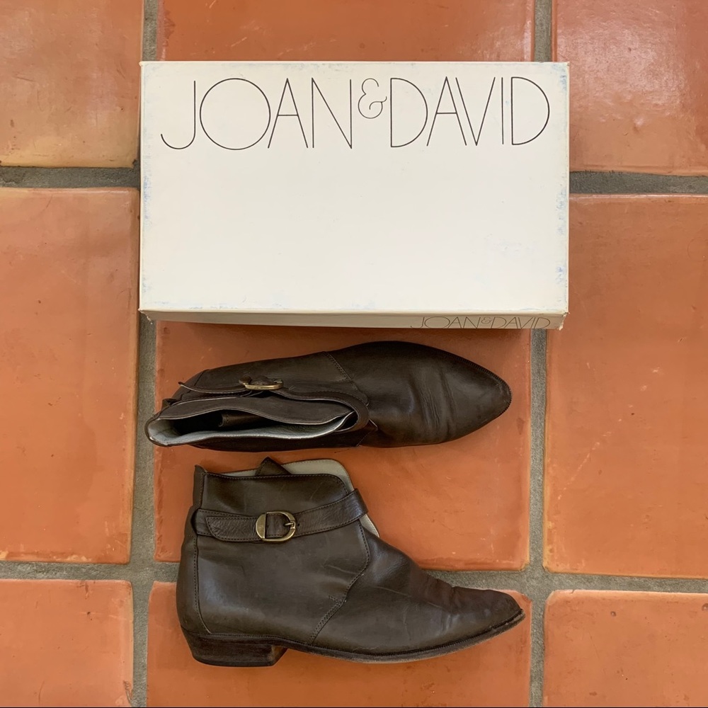 Vintage 1980s Joan & David Leather Gray Booties